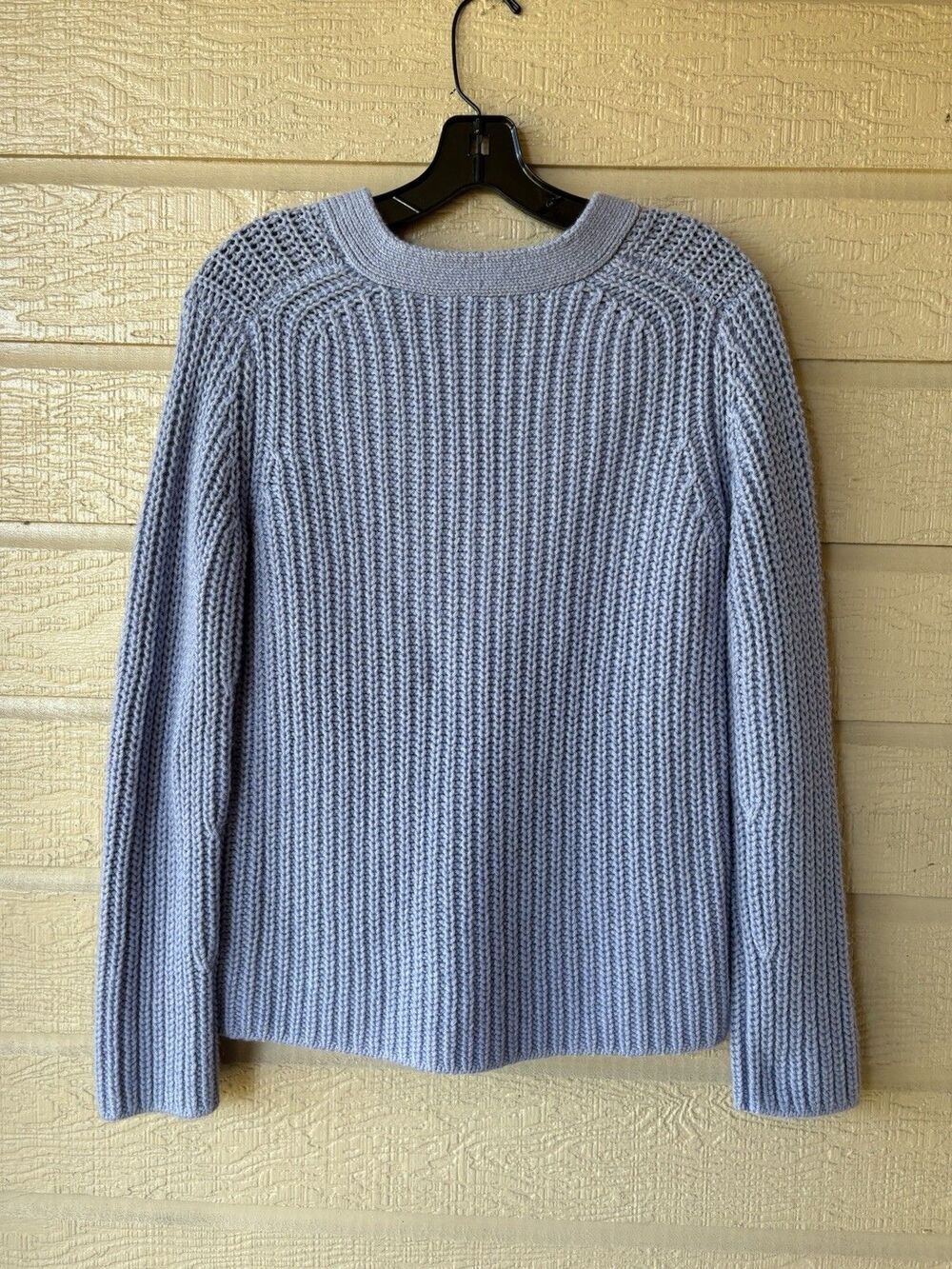 VINCE women Sky Granite Chunky Shaker Stitch Wool Cashmere Sweater size XS $445 - Picture 4 of 8